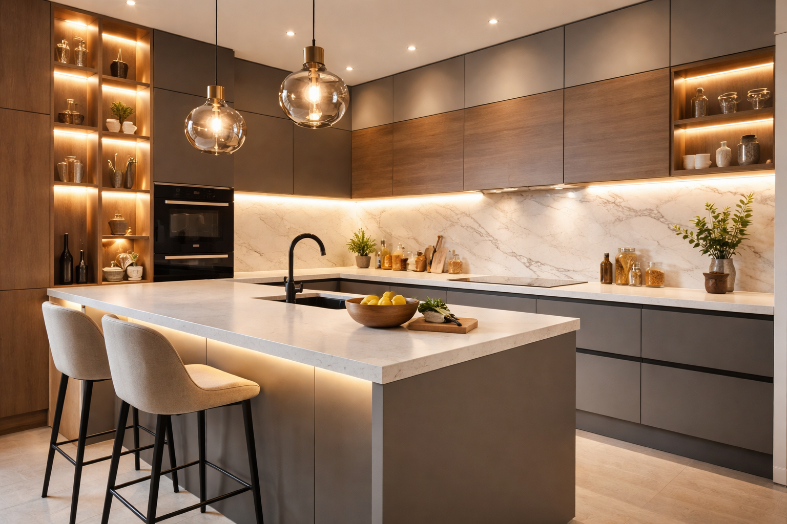 Kuchnie na wymiar z oświetleniem LED – DOMINO MEBLE